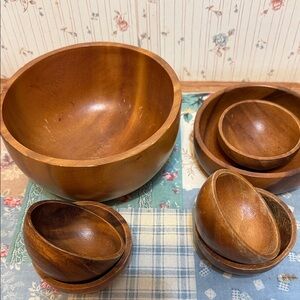 Wooden Serving Bowl Set - Warm Brown